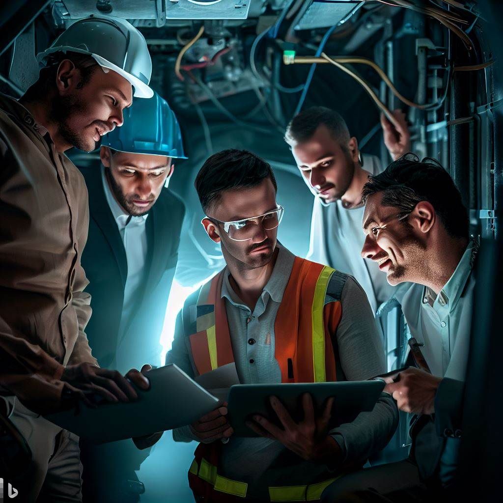 The hero image showcases a team of diverse professionals working together in a confined space environment. The image depicts individuals from various backgrounds, such as safety professionals, technicians, and workers, collaborating to ensure safety. They are shown using equipment like portable gas detectors and ventilation systems, emphasizing the collective effort required to manage oxygen levels and create a safe work environment.