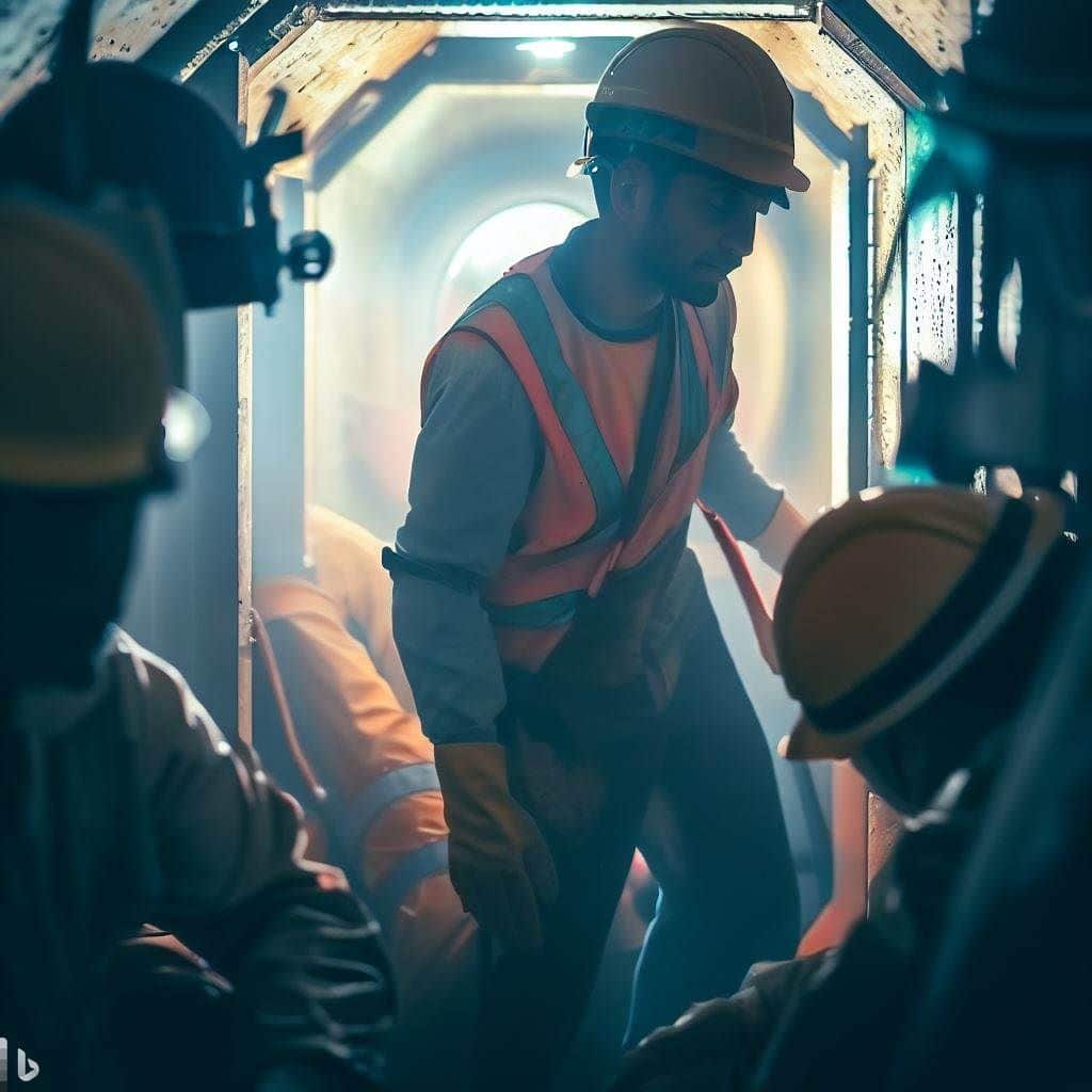 The hero image could depict a confined space attendant working alongside a group of workers inside a confined space. The image should highlight teamwork, with the attendant and workers wearing appropriate safety equipment and engaged in their tasks. The focus should be on the attendants' role in coordinating and maintaining a safe working environment within the confined space.