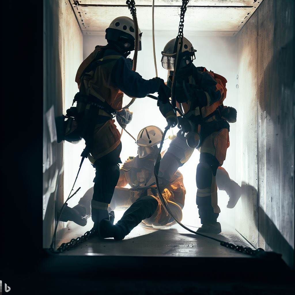 The hero image could showcase a training scenario where rescue team members are practicing their skills in a simulated confined space environment. The image could depict a team of rescuers wearing PPE and engaged in a training exercise using access and egress equipment, atmospheric monitoring devices, and rescue tools. It should convey a sense of teamwork, professionalism, and dedication to safety.