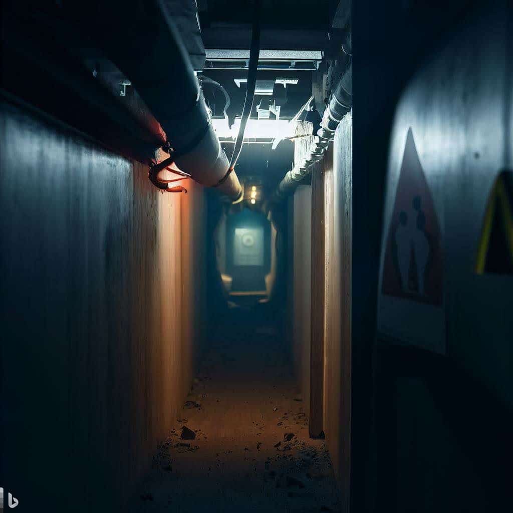 The hero image should feature a visually striking representation of a confined space, emphasizing the challenges and risks associated with such environments. It could include elements like dark lighting, narrow passages, and caution signs. The image should evoke a sense of urgency and emphasize the need for proper training to navigate and work safely in confined spaces.